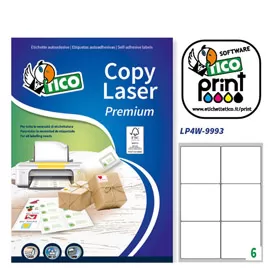 Etichetta adesiva LP4W bianca 100fg A4 99,1x93,1mm (6et/fg) Laser Tico