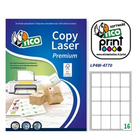 Etichetta adesiva LP4W bianca 100fg A4 47,7x70mm (16et/fg) Laser Tico