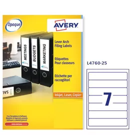 Etichetta adesiva L4760 bianca coprenti 25fg A4 192x38mm (7et/fg) Avery