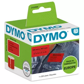 Rotolo 220 Etichette Spedizione/Badge 54x101mm rosse per Dymo LabelWriter