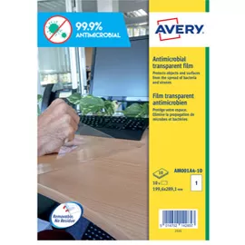 Adesivo antimicrobico in poliestere trasp. 10fg A4 199,6x289,1mm (1et/fg) Avery