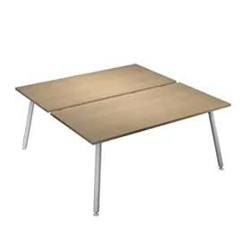 Scrivania a 2 postazioni contrap. 140x166cm Bianco/ Rovere Skinny Metal