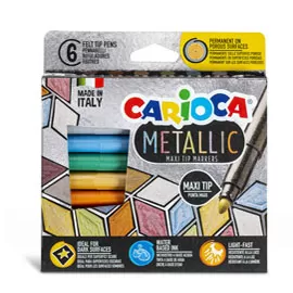 Scatola 6 Maxi Metallic pennarelli colori assortiti Carioca