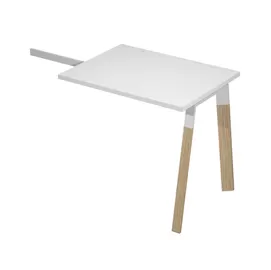 Allungo scrivanie Woody Superior 80x60cm piano bianco con gambe metal/massello