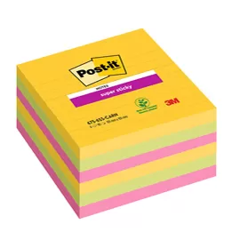 Cf. 6pz blocco 90fg. Post-it Super Sticky 101x101mm righe Carnival 675-6SS-CARN