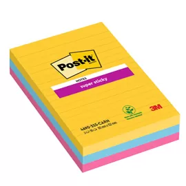 Cf.3pz blocco 90fg. Post-it Super Sticky RIGHE 101x152mm 4690-3SS-CARN Carnival