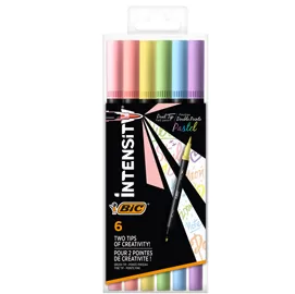 Astuccio 6 pennarelli Intensity dual tip brush colori assortiti Pastel BIC