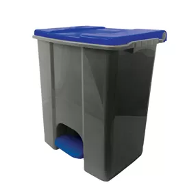 Contenitore mobile a pedale in plastica riciclata Ecoconti 60lt grigio e blu