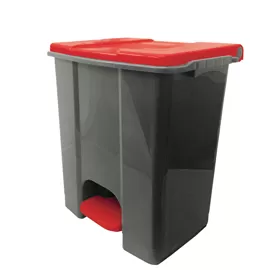 Contenitore mobile a pedale in plastica riciclata Ecoconti 60lt grigio e rosso