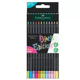 Astuccio 12 matite triangolari Black Edition pastel e neon Faber-Castell