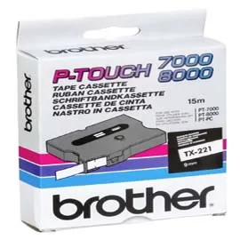 NASTRO BROTHER TX-221 9MM BIANCO/NERO