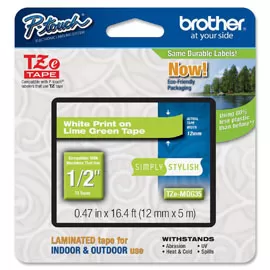NASTRO BROTHER TZ-eMQG35 12MMX5MT BIANCO/VERDE ACIDO