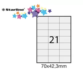 Etichetta adesiva bianca 100fg A4 70x42,3mm (21et/fg) STARLINE