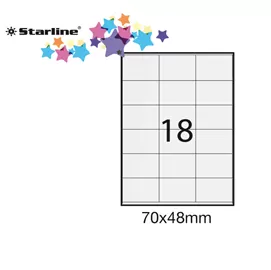 Etichetta adesiva bianca 100fg A4 70x48mm (18et/fg) STARLINE