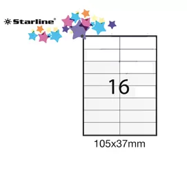 Etichetta adesiva bianca 100fg A4 105x37mm (16et/fg) STARLINE