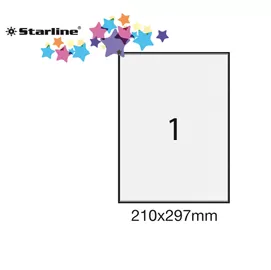Etichetta adesiva bianca 100fg A4 210x297mm (1et/fg) STARLINE